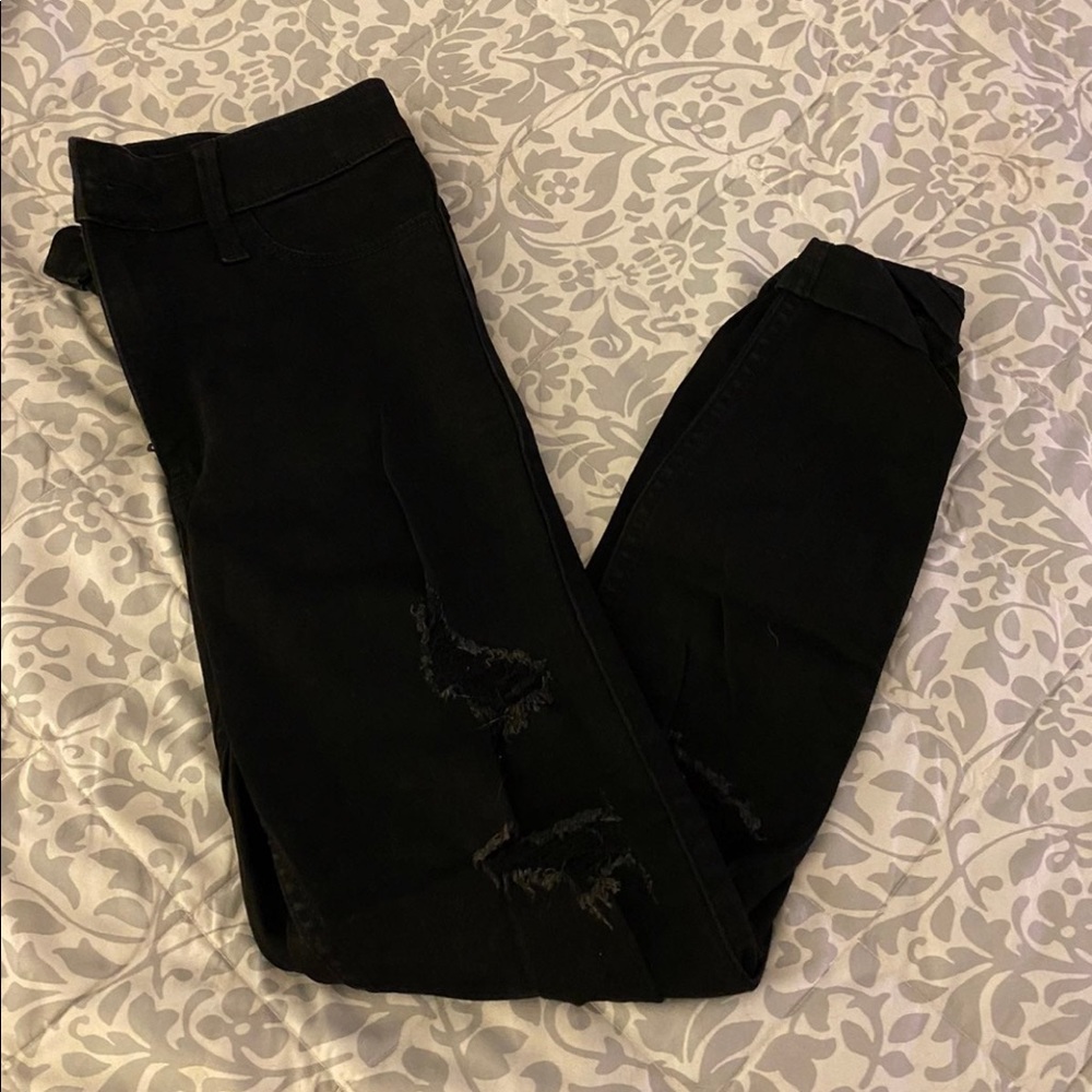Hollister Black Crop High Waisted Jean Legging Jegging